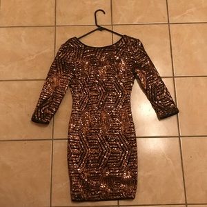 black and gold sequin dress